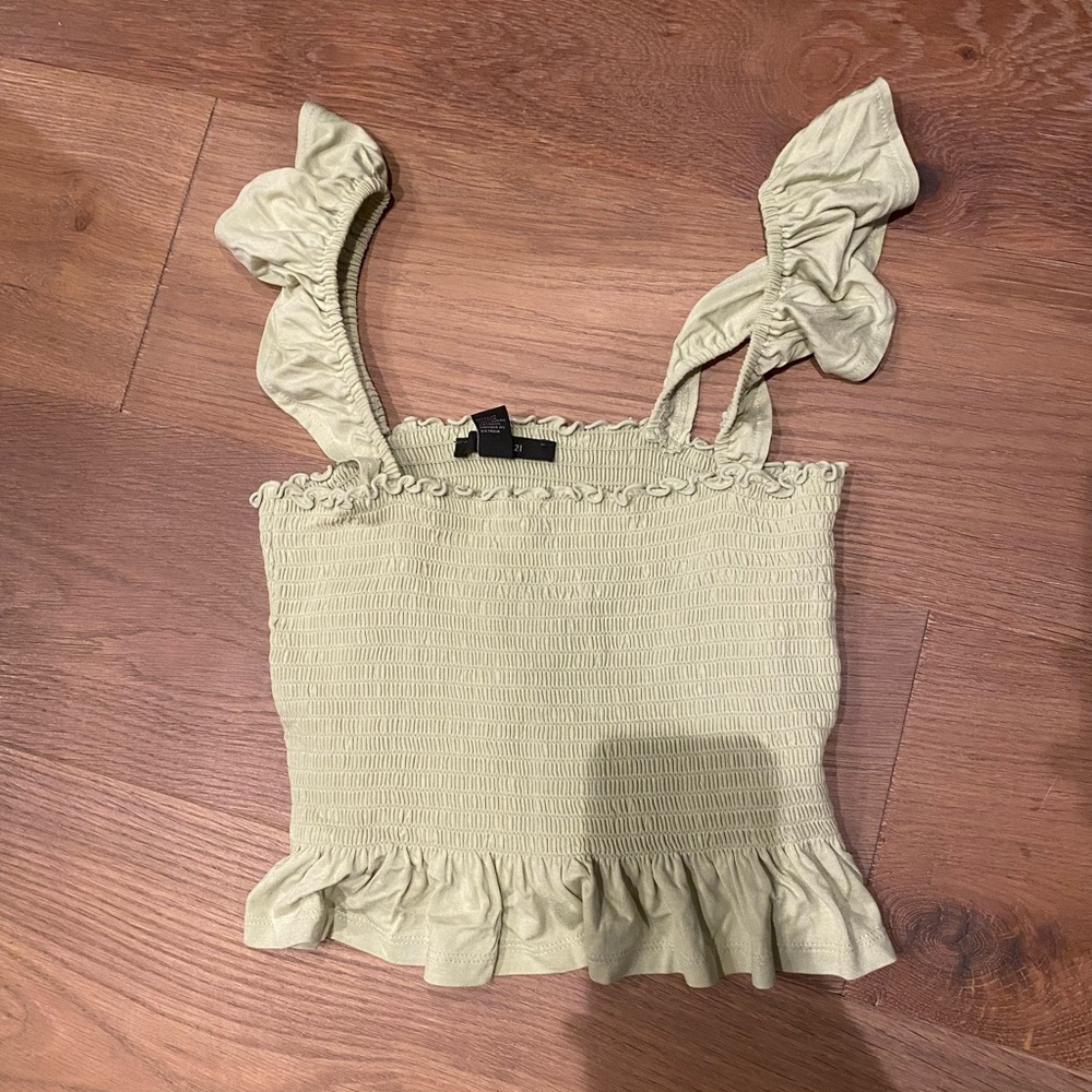 Light green ruffle forever 21 tank top